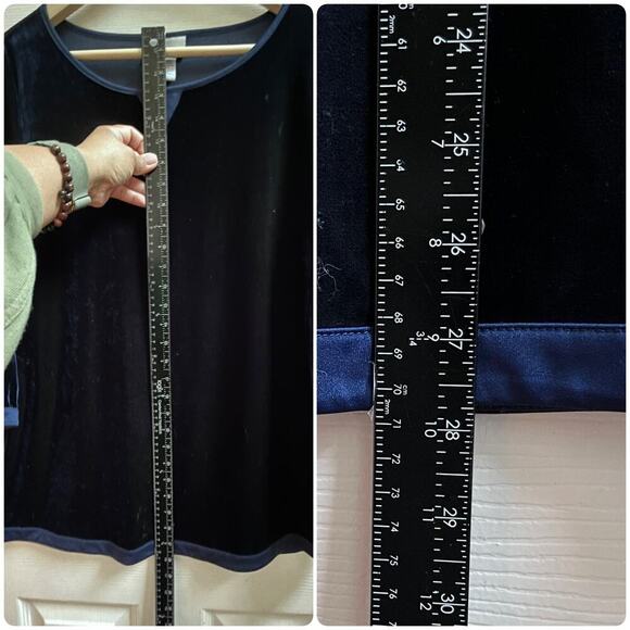 Soft Surroundings Blue Velvet 3/4 Sleeve Pullover Blouse Petite Size Medium - Picture 6 of 9